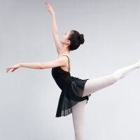 Lyrical Ballet Dress Women Girls Camisole Leotard Dress Black Dance Costumes With Mesh Skirt