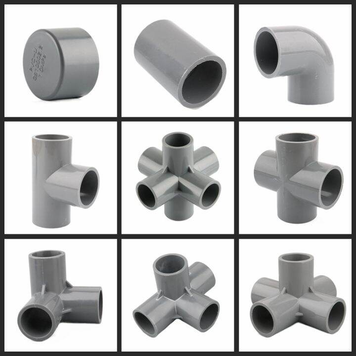 Pc Mm Grey Pvc Pipe Connector Straight Elbow Tee Cross Joints Water Pipe Adapter