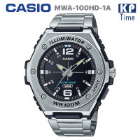 Casio นาฬิกาข้อมือผู้ชาย ไฟ LED กันน้ำ 100m สายสแตนเลส รุ่น MWA-100HD-1A ของแท้ประกันศูนย์ CMG