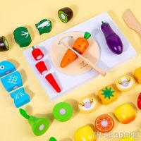 Wooden Pretend Toy Simulation Kitchen Play House Montessori Educational Toy For Children Kids Gifts Cutting Fruit Vegetable Set