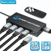 Navceker HDMI 2.1สลับ8K 60Hz 4K120hz HDMI-สวิตช์ที่เข้ากันได้5 In 1ออกพร้อมรีโมทคอนโทรลเลอคอนเวอร์เตอร์สำหรับ Xbox จอภาพ PS5