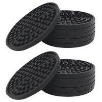 Black Round Silicone Rubber Drink Coasters (Set of 12) Non-Slip Perfect for Homes &amp; Bars