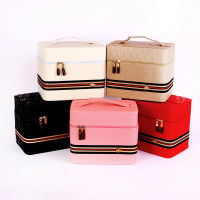 Makeup Storage Box สี่เปิด กล่องโต๊ะเครื่องแป้ง แบบพกพา กระเป๋าเก็บเครื่องสำอาง ความจุสูง กล่องเก็บของ กระเป๋าเครื่องสำอางแบบพกพา