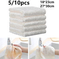 5/10PCS ผ้าทำความสะอาดเส้นใยไม้ไผ่ Scouring Pad จานผ้าเช็ดตัว Pad ห้องน้ำ Rags ผ้าเช็ดจานสำหรับห้องครัวเครื่องมือทำความสะอาดในครัวเรือน-DFDAG STORE