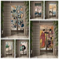 【YD】 Ukiyo-e Painting Door Curtain Dining Partition Drape Entrance Hanging Half-Curtain