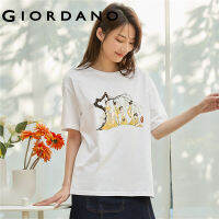 GIORDANO Women Lu Ming Shan Series T-Shirts Summer Short Sleeve Tee Art Print Crewneck Comfort Fashion Casual Tshirts 99393020