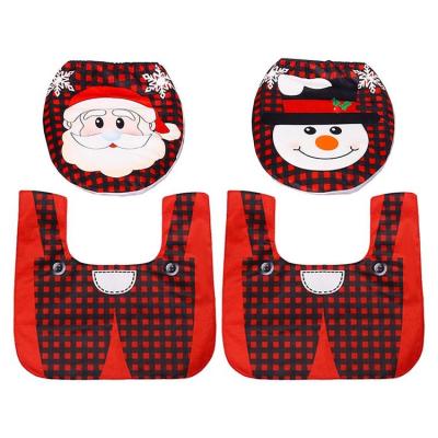 Santa Toilet Seat Cover Bathroom Santa Claus/Snowman Toilet Seat Cover Bathroom Christmas Decorations Set for Home Hotel Party Supplies fit
