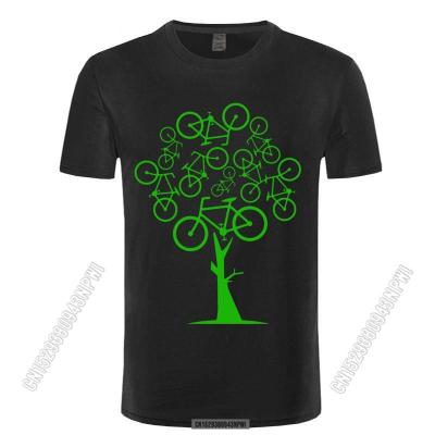Artistic Picture Green Bicycle Tree T Shirt For Men Slim Fit Swag Oversize Loose Tee Christmas Gift Tshirt Cotton Fabric