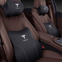 Car Neck Pillows For Tesla Model 3 X Y S 2022 Car Interior Supplies Leather Headrest Lumbar Cushions Model Y 2023 Accessories Seat Cushions