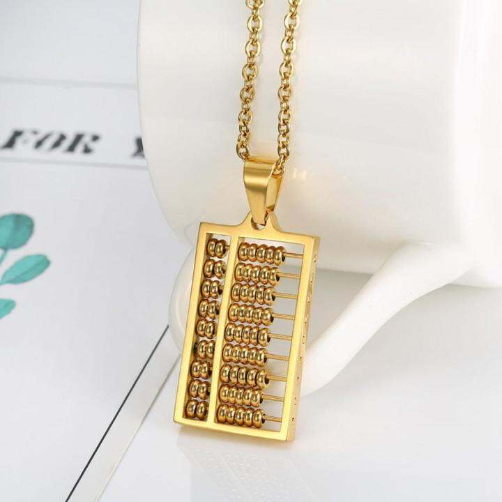 สร้อยคอชุบทองจี้อัญมณีสแตนเลสชาย-okdeals-18k