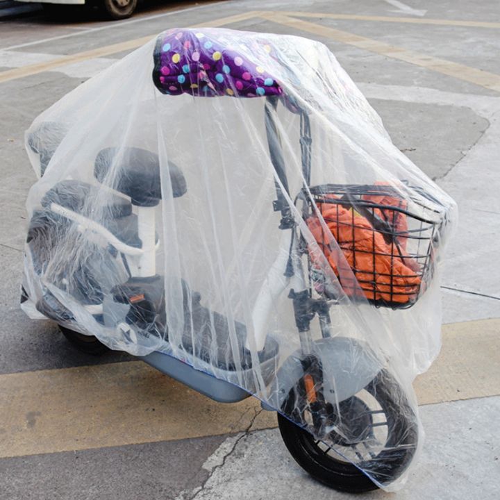 รถจักรยานยนต์ทิ้งปกใสป้องกันครอบคลุมทุกฤดูกาลกลางแจ้งกันน้ำจักรยานสกูตเตอร์ฝนกันฝุ่นครอบคลุม