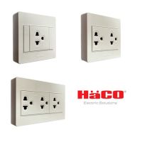 热销 ✤เต้ารับมีกราวด์ 3 ขา 16A แบบติดลอย HACO มีแบบ 1,2,3 ช่อง✷