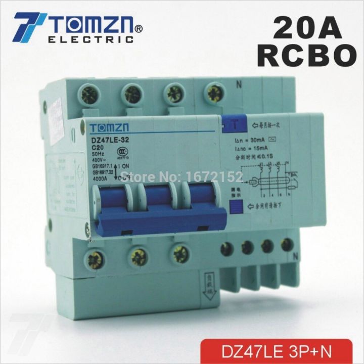 cod-free-cas-quan59258258-เบรกเกอร์กระแสไฟตกค้าง-dz47le-3pn-20a-400v-50hz-60hz-ที่มีมากกว่าและป้องกันการรั่วไหล-rcbo
