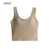 LORIOT เสื้อกล้ามวาฟเฟิลสำหรับผู้หญิง,เสื้อกล้ามลายวาฟเฟิลเสื้อกล้ามแบบมีบรา SA1532เกาหลีแขนกุดเซ็กซี่ลำลอง