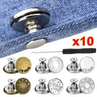 ○┋ 10Pcs Detachable Metal Buttons Nail Free Snap Fastener Jeans Retractable Buckles Pants Pin Alloy Button Perfect Fit Reduce Wais