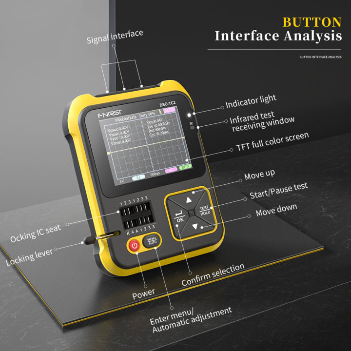 200khz-bandwidth-portable-handheld-oscilloscope-transistor-tester-digital-oscilloscope-2-in-1-testing-tool-pwm-square-waves-output-2-4-i-nch-color-display-with-backlight-multifunctional-oscilloscope