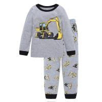 Excavator Children Sets Sleepwear suit Sleeved T-Shirts Trousers Boy clothes Pjs Infant pijama Pant