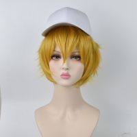 Cosplay wig Bump world gold cos วิกหน้าทอง ผมสั้น ดริฟท์อาร์ต วิกคอสเพลย์ตัวละครอนิเมะ