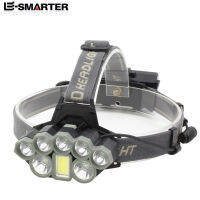 ไฟหน้า8LED โคมไฟชาร์จ USB ตกปลาแข็งแรง T6COB น้ำหนักเบาไฟหน้าอเนกประสงค์ (รวมแบตเตอรี่และที่ชาร์จ)