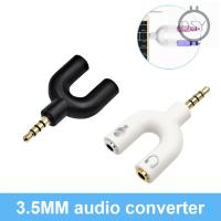 ♧DSY♧ U Shape Adapter 3.5mm Plug to 2 Female Jack Audio Splitter Microphone 2 In 1 Swivel Connector