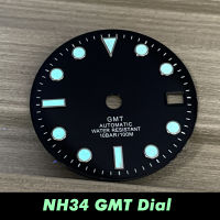 NH34A Seiko GMT นาฬิกาหน้าปัดสีฟ้าส่องสว่าง29มม. ดัดแปลงอุปกรณ์เสริม Dial สำหรับ NH34การเคลื่อนไหวอัตโนมัติอะไหล่