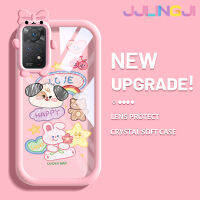 Jlingji เคสสำหรับ Xiaomi Redmi Note 11 Pro 11e Note 5G Pro เคสการ์ตูน Happy Rabbit สีสันสดใส Monster Camera นิ่มสำหรับเลนส์กันกระแทกแบบใสเคสมือถือเรียบง่ายฝาครอบป้องกันซิลิโคนความคิดสร้างสรรค์โปร่งใส