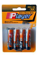 ถ่าน PLAYER Extra Heavy Duty Carbon Battery AA 4 ก้อน น้ำหนักเบาขนาดเล็ก ใช้งานง่ายและอายุการใช้งานนาน