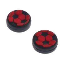 Football Style Analog Thumb Stick Grip Cap Cover For PlayStation 4 DualShock 4 PS4 Controller (Red+Black 1 Pairs) ที่ครอบอนาล็อก ลายฟุตบอล สีแดงดำ 1คู่