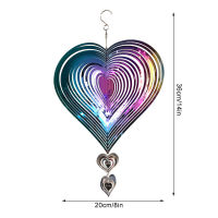 3D Heart Wind Spinner Metal Stainless Steel Heart Wind Catchers with Hook Hanging Rotatable Love Heart Windchimes Art Ornament