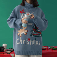 Turtleneck Christmas Sweater Women Autumn Winter Korean Style Wild Loose Casual Loose Spring Outer Wear Sweater Holiday Costumes