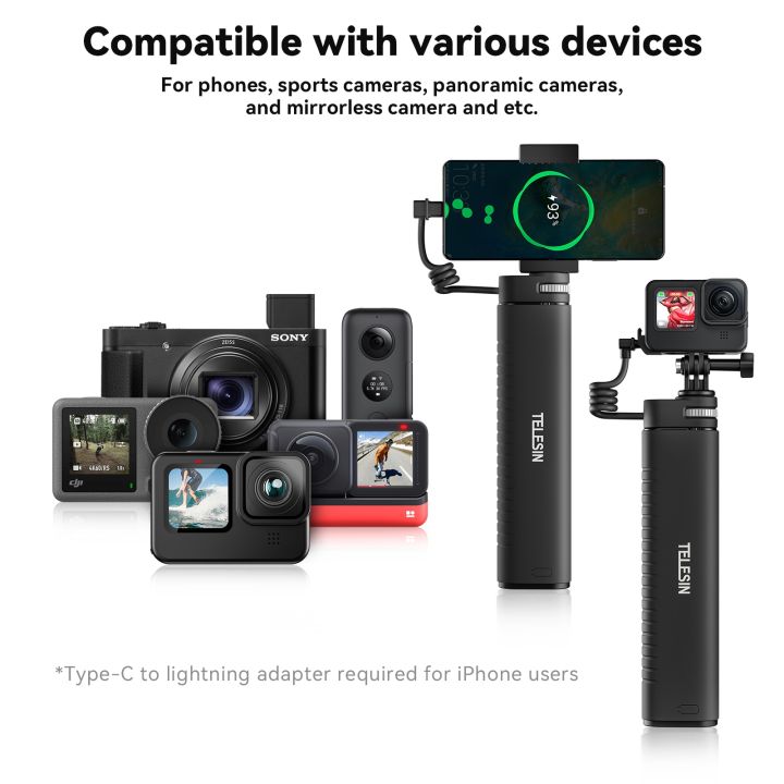 แท่ง-selfie-ขนาด10000มิลลิแอมป์ต่อชั่วโมงแบตสำรองอเนกประสงค์สำหรับกล้องเพื่อการกีฬาแอคชั่น-gopro-insta360-dji-สำหรับสมาร์ทโฟน