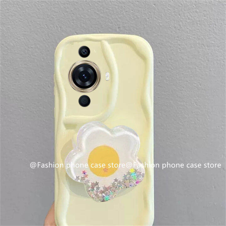 ปลอกอ่อน-phone-case-เคส-huawei-nova-11-pro-11i-y91-y71-y70-y90-nova-10-pro-nova-9-se-macaron-เคสโทรศัพท์สีมาพร้อมกับทรายดูดส่องแสงดอกไม้ยืนหลังซิลิโคนป้องกันเลนส์รวมทั้งหมด2023