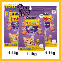 อาหารแมว Friskies รสรวมมิตรปลาทะเล สำหรับแมวโตทุกสายพันธุ์ 1.1กก. (3ถุง) FRISKIES SURFIN’&amp;TURFIN’ FAVOURITES Adult Cat Food 1.1Kg. (3bag)