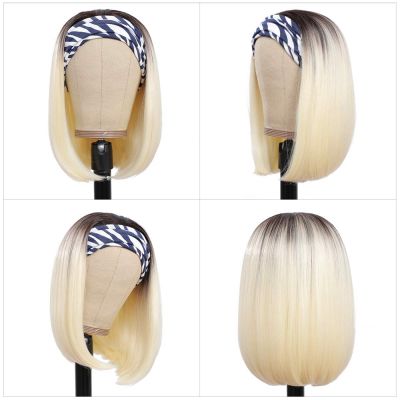 Kryssma Straight hair Headband Wig Honey 613 Short BoB Synthetic Hair Wig Piano Color High Gloss Wig synthetic hair headband wig
