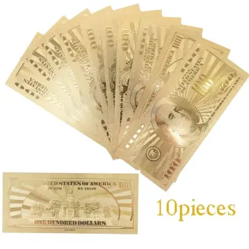 8PCS Gold Dollar Bill Full Set Gold Banknote Colorful USD 1/2/5/10/20/50/100