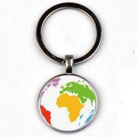 New Retro Airplane Globe Charm Pendant Keychain Gift World Map Key Ring Travel Discovery Traveler Glass Dome Souvenir Charm Car