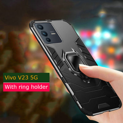 For Vivo V27 5G/V27e/V23 5Gเคสโทรศัพท์มือถือกันกระแทกสี่มุมสำหรับ Vivo V23 5G,ฝาหลังผสมซิลิโคน + TPU เคสขาตั้งในตัว