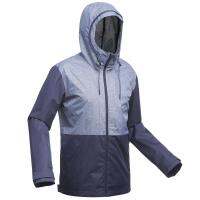 แจ็คเก็ตผู้ชายสำหรับการเทรคกิ้ง TRAVEL 100 COMPACT MENS TREKKING JACKET  BLUE  FORCLAZ