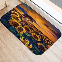 Flower Sea Doormat Lavender Oil Painting Anti-Slip Carpet Door Mats Doormats Outdoor Kitchen Living Room Floor Mat Rug