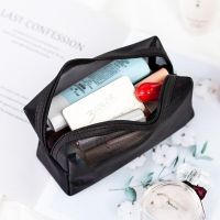 Women Travel Black Mesh Cosmetic Bag Casual Zipper Make Up Makeup Case Organizer Storage Pouch Toiletry Beauty Wash Kit Bags