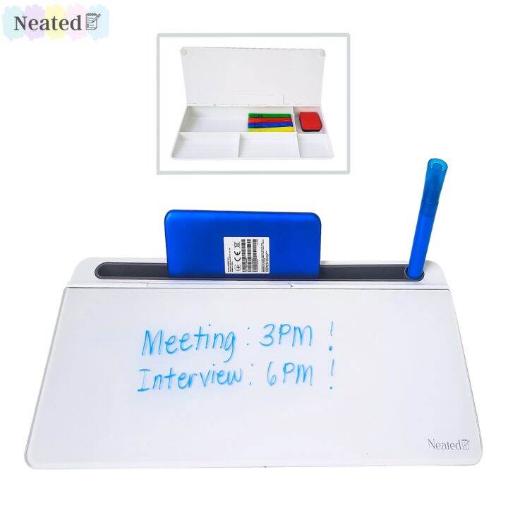 NEATEDPh White Desktop Glassboard Whiteboard Desk Organizer Writing
