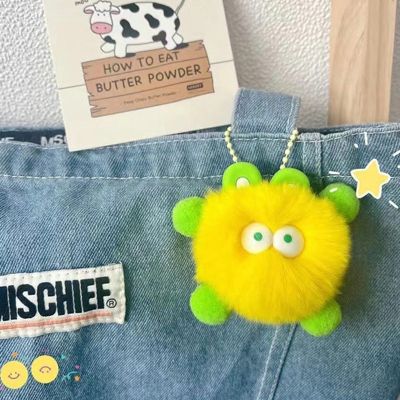 Fashion Ins Style Cute Plush Furry Elf Round Ball Key Chain Girl Cartoon Lovely Pendant Keychain Bag Backpack Phone Car Pendant