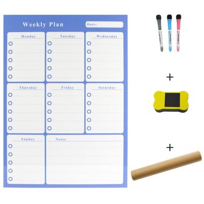 Daily Monthly Planner Set with Chalk Marker Eraser Memo Pad Self-adhesive Fit for Most Smooth Surface Home Office Use