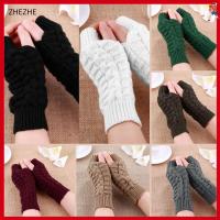 ZHEZHE Gifts Solid Women Lady Knitted Gloves Fingerless Mitten Winter Warm