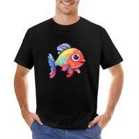 Happy Colorful Fish T-Shirt Pakaian Lucu Kaus Pria Grafis Anime S-4XL-5XL-6XL