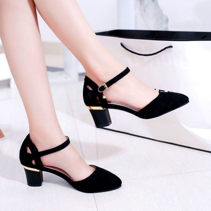 cresfimix-รองเท้าส้นสี่เหลี่ยมสีชมพูคุณภาพสูงคลาสสิกสำหรับผู้หญิง-รองเท้ารองเท้าส้นสูงปาร์ตี้ขนแกะสีดำ-a5986