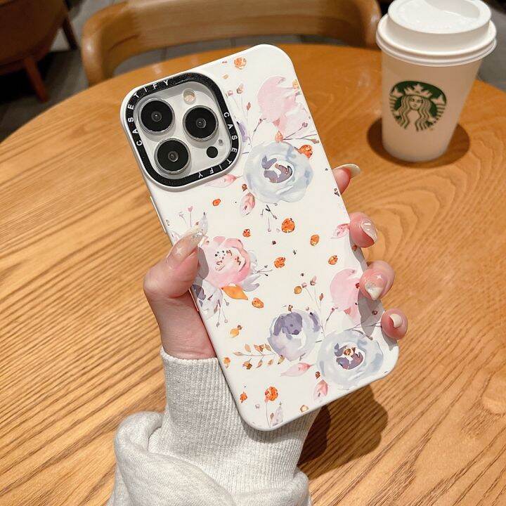 เคสซิลิโคนเหลวลายเมฆและดอกไม้สำหรับ-iphone-14-13-12-11-pro-max-ที่ยึดฝาครอบโทรศัพท์ปลอกเคสฝาครอบเคสไอโฟนโทรศัพท์มือถือ