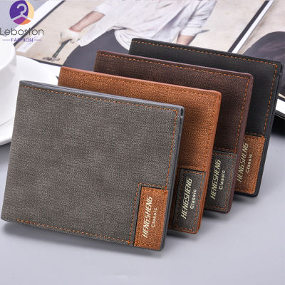 Dompet Koin พับได้หลายช่องเสียบบัตร Pu กระเป๋าใส่นามบัตรหนังนิ่มแฟชั่นฝ้าสำหรับกระเป๋าผู้ชายแบบสั้น