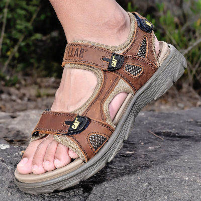 Sandals for Men Suede Leather Sandals Caterpillar Fashion Hiking Shoes Beach Shoes Ultralight Outdoor Upstream Sandals