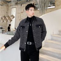 【January new】 R small fragrance coarse t short jacket trendy mens autumn and winter thickened Japanese jacket light mature mens fashion